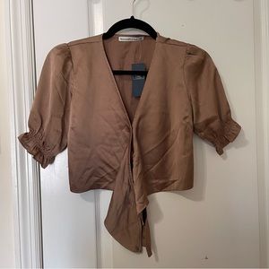 Abercrombie & Fitch tie front satin top